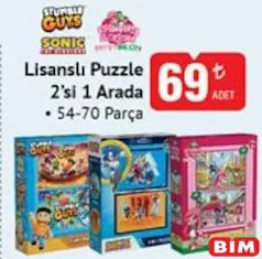 LİSANSLI PUZZLE 2'Sİ 1 ARADA 54-70 PARÇA fiyat ve kampanya bilgisi